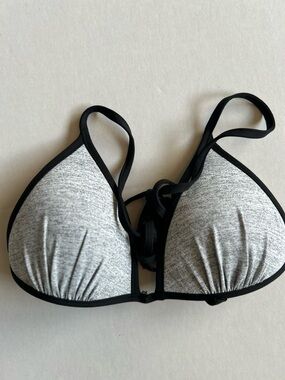 H&M Gray Triangle Bikini Top with Black Trim Size 4
